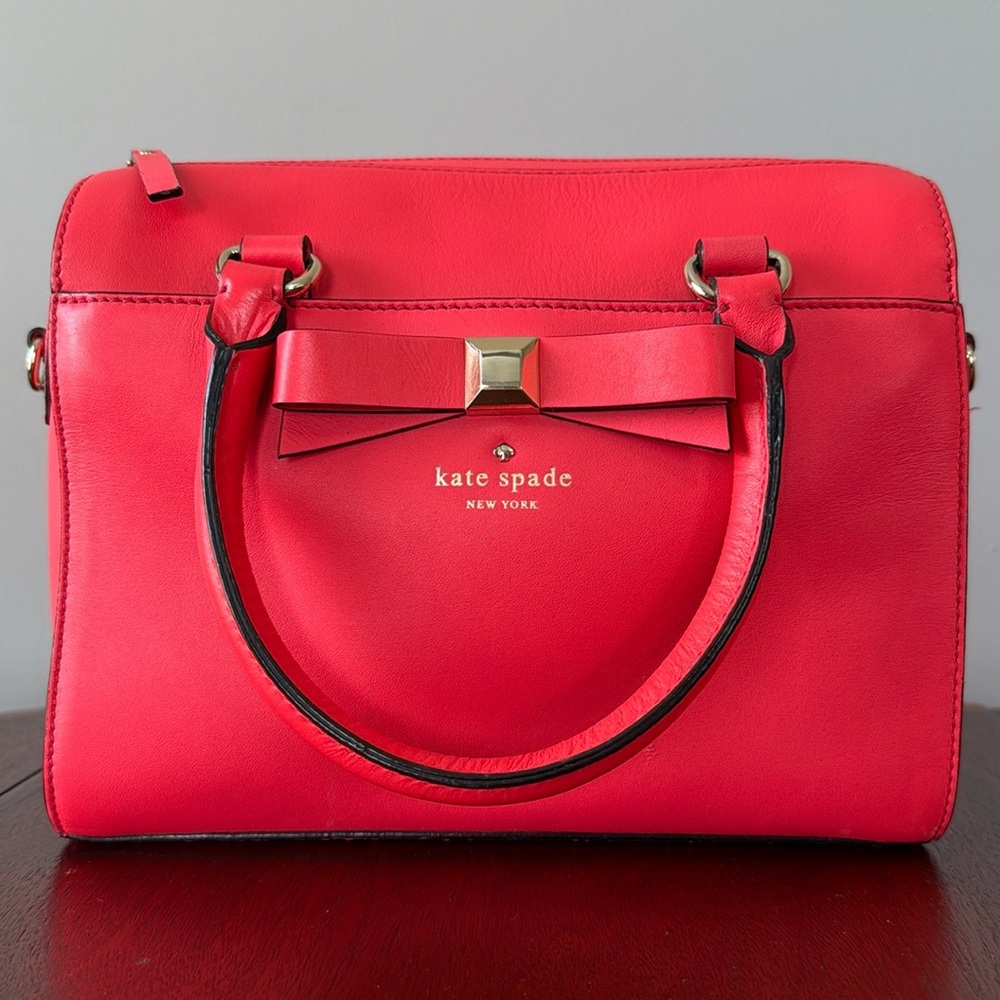 Kate Spade Red Satchel with Gold Accents